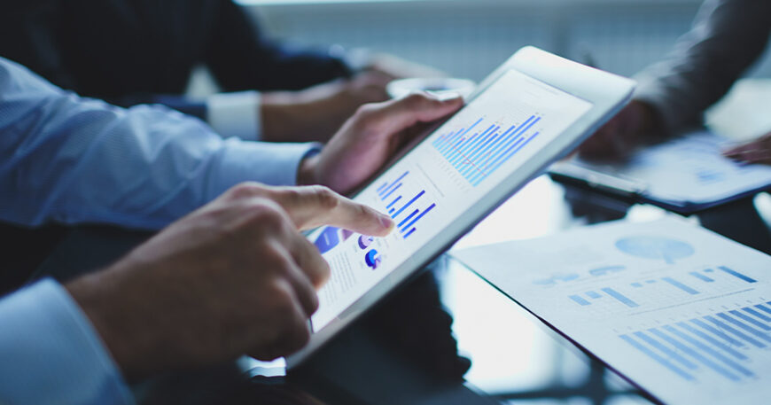 close-up businessman with digital tablet